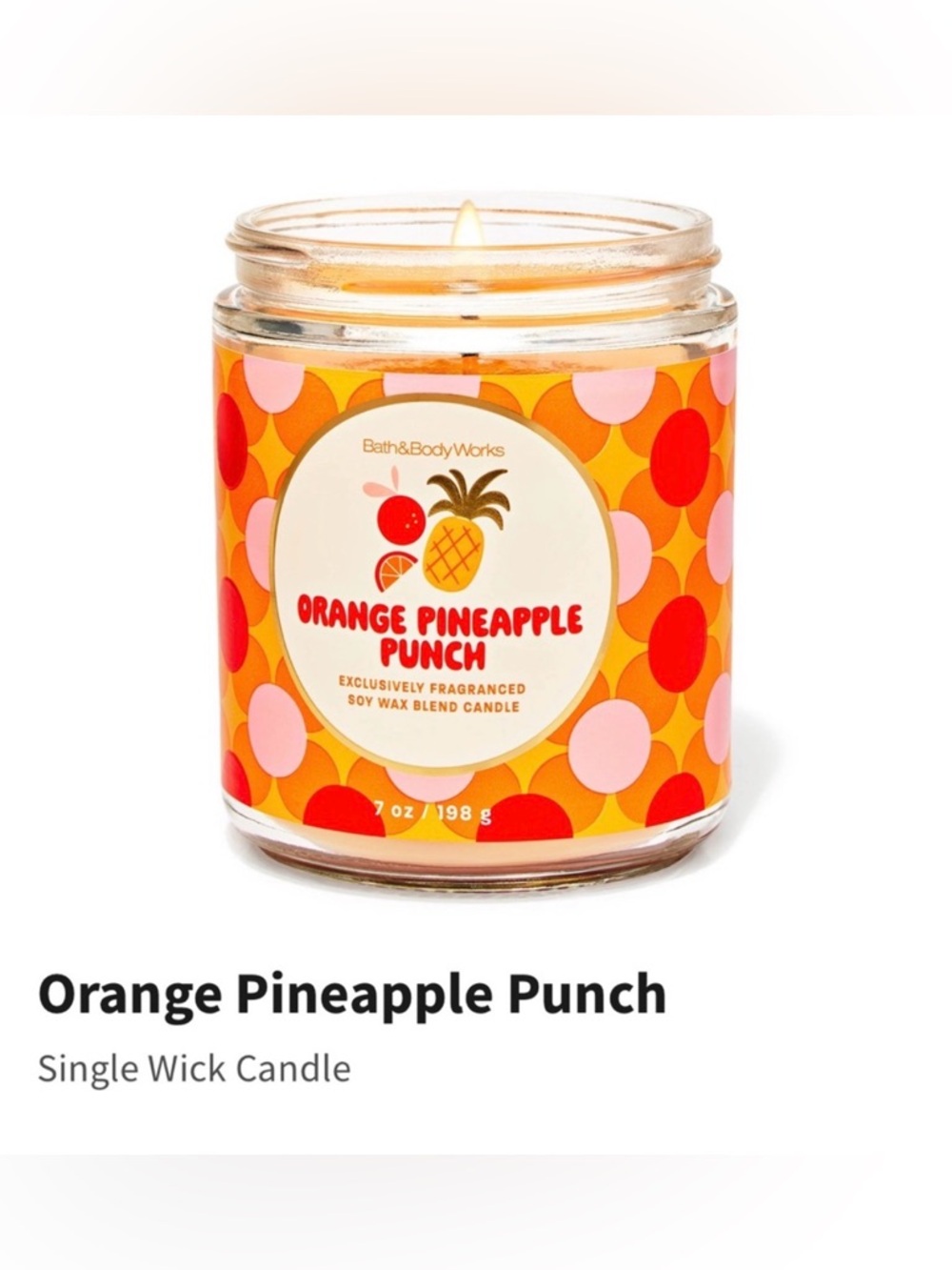 NIB Bath & Body Works “Orange Pineapple Punch” Sunny Citrus Single Wick Candle.
